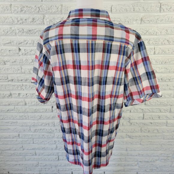 Brooklyn State Men Shirt 4XL Short Sleeve Button Up Casual Blue Red PLA51E - Picture 5 of 8